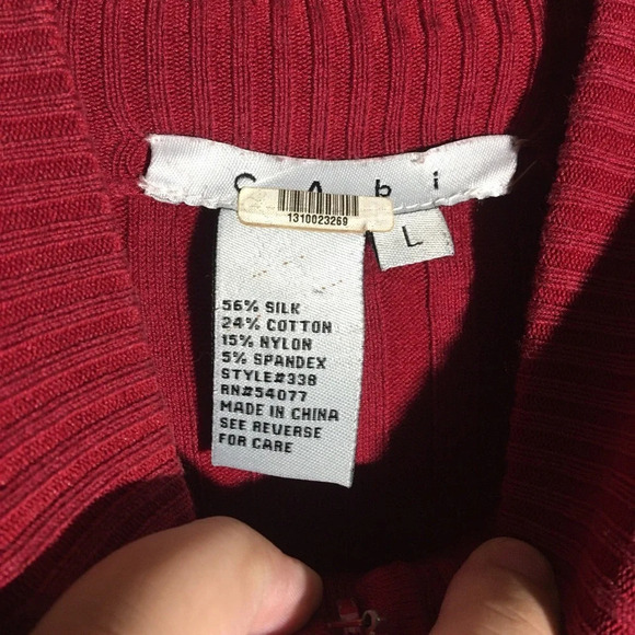 Womens Cabi Jacket Red Full Zip Vintage Y2K Stretchy Casual Textured - Picture 2 of 4